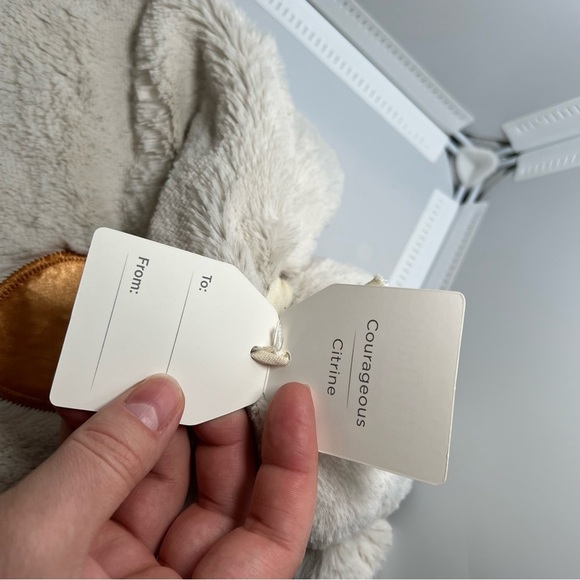 Demdaco Gray Bear Orange November Heart Plush Baby Toy Rattle Birth Month - Picture 3 of 6